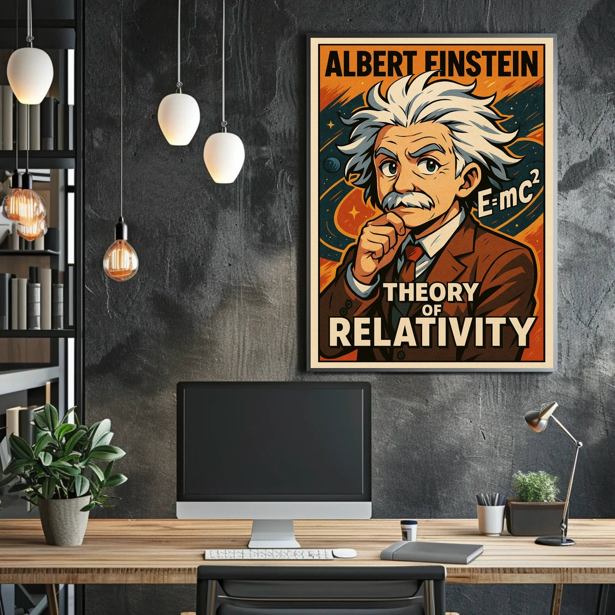 Curious Einstein Relativity Vintage Science Poster
