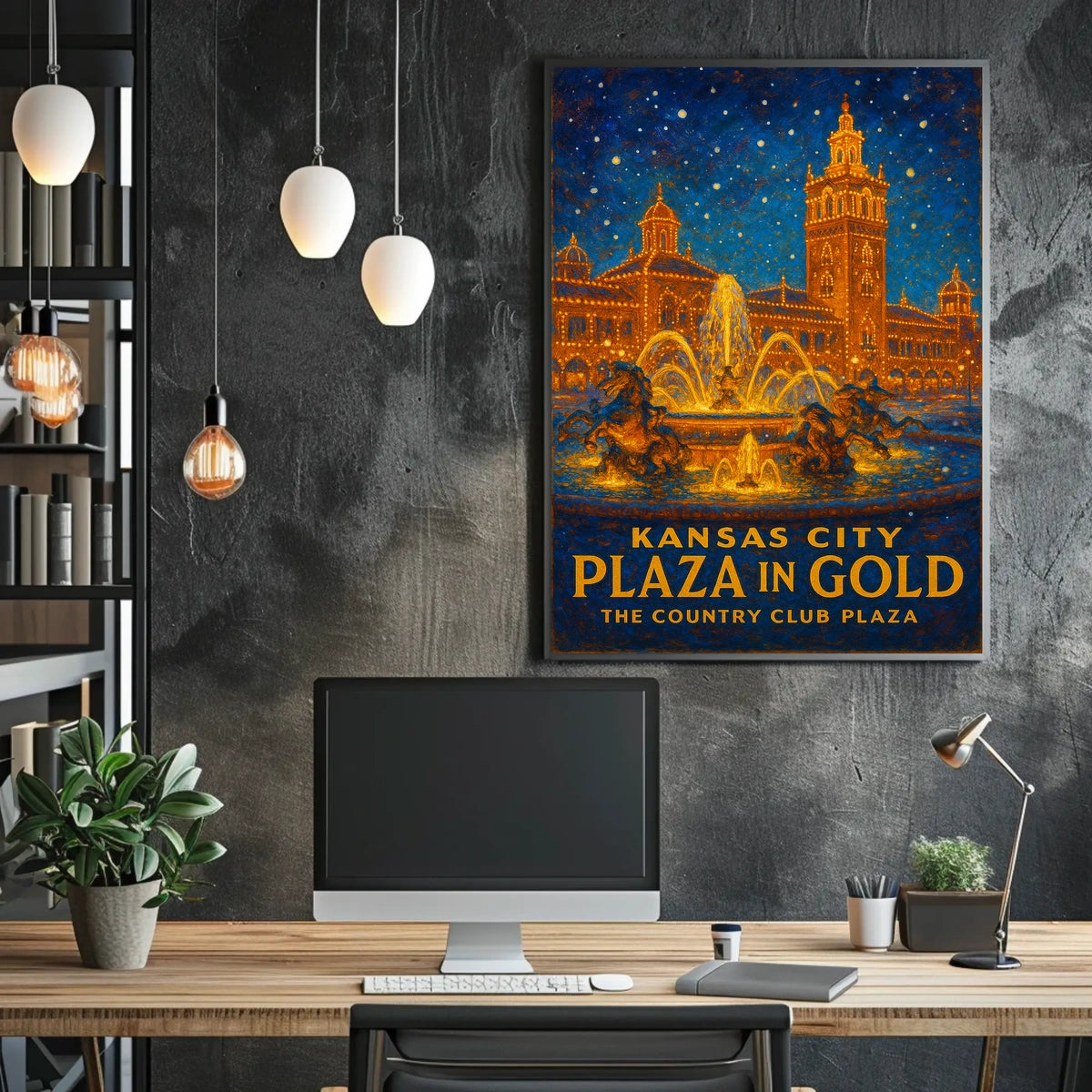 Kansas City Plaza In Gold Poster