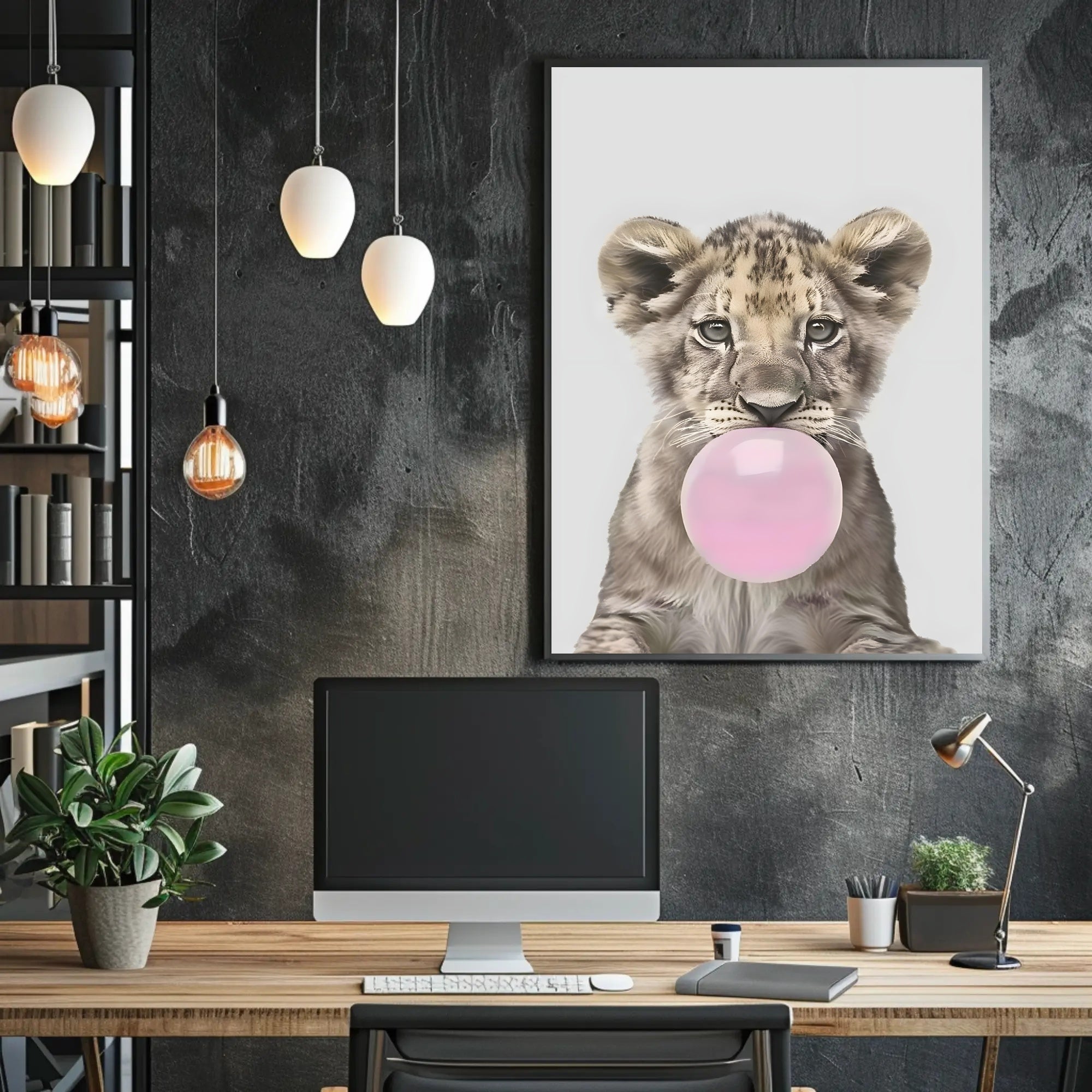 Bubble-Blowing Lion Cub Poster