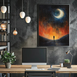 Stargazer's Dream: Surreal Cosmic Night Artistic Poster