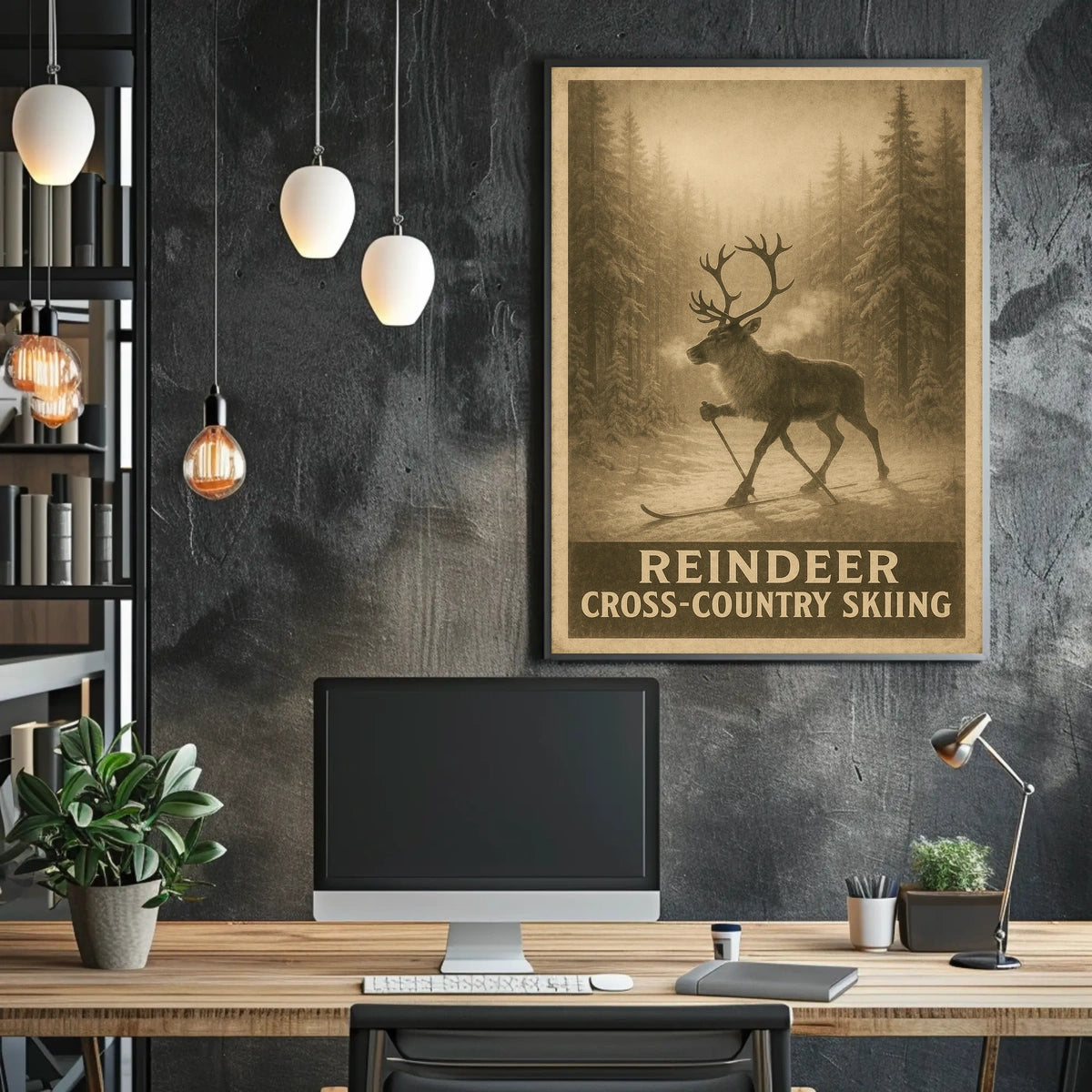 Reindeer Cross-Country Skiing Poster