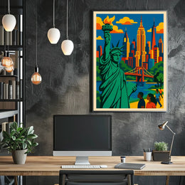 New York City Skyline Poster Modern Urban Wall Art