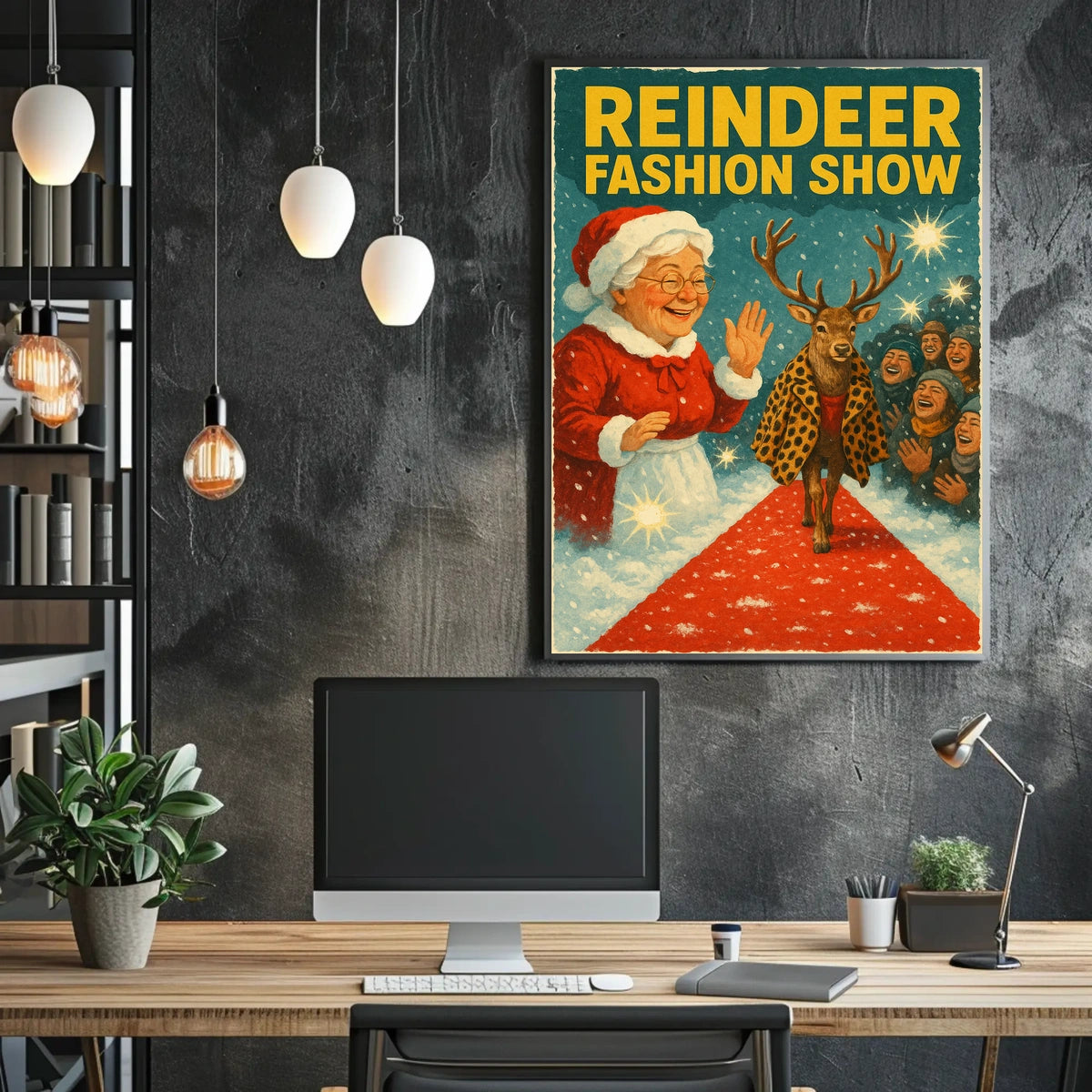 Reindeer Fashion Show Vintage Holiday Animal Poster