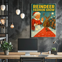 Reindeer Fashion Show Vintage Holiday Animal Poster