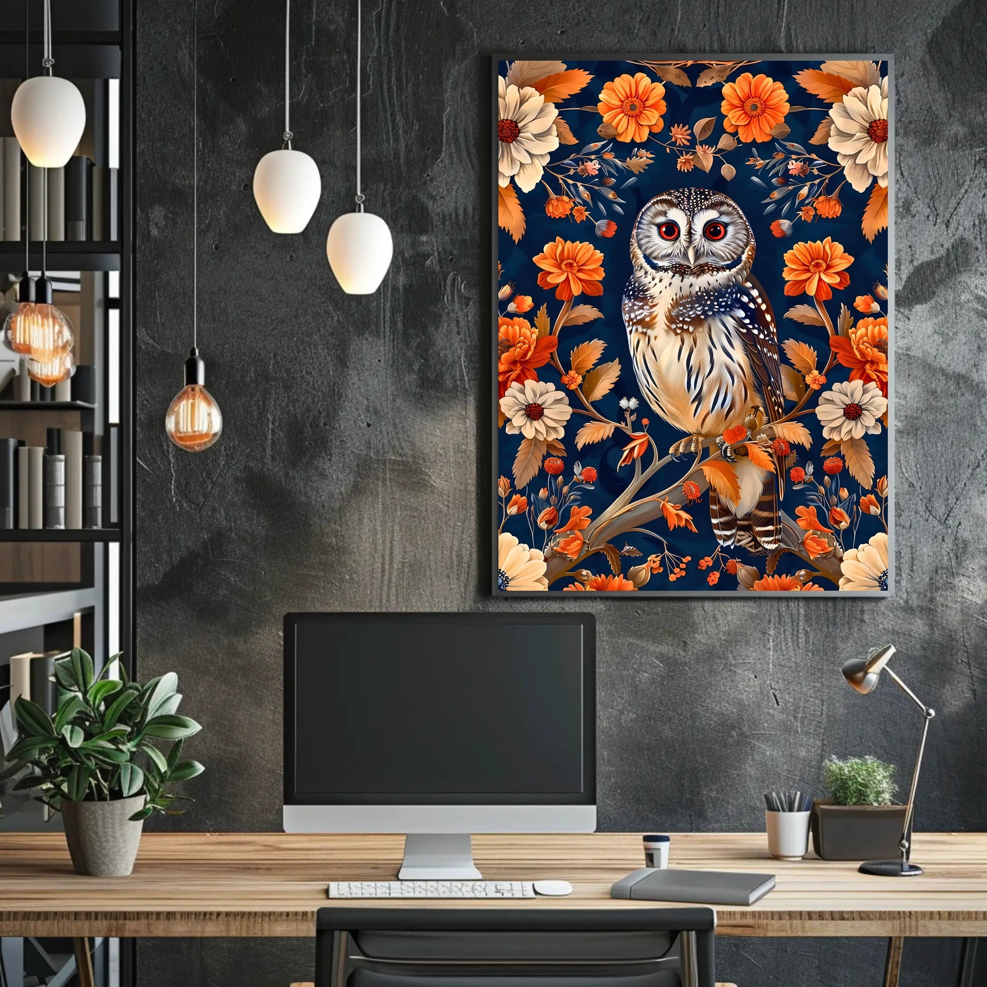 Autumn Owl in Bloom Wall Art Print