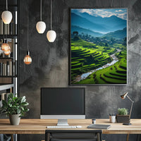 Terraced Rice Fields Nature Art Poster