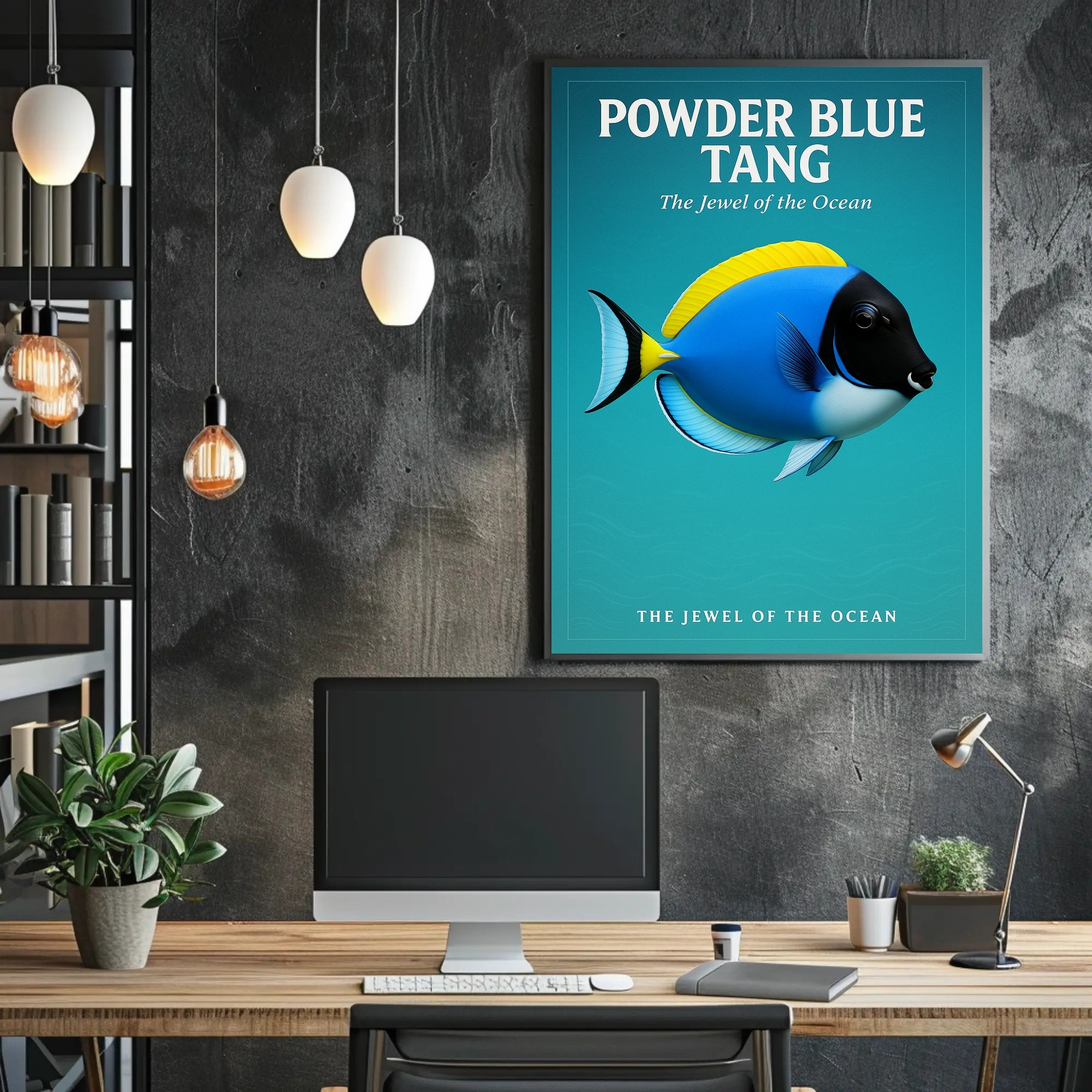 Powder Blue Tang The Jewel of the Ocean Poster PosterGoat