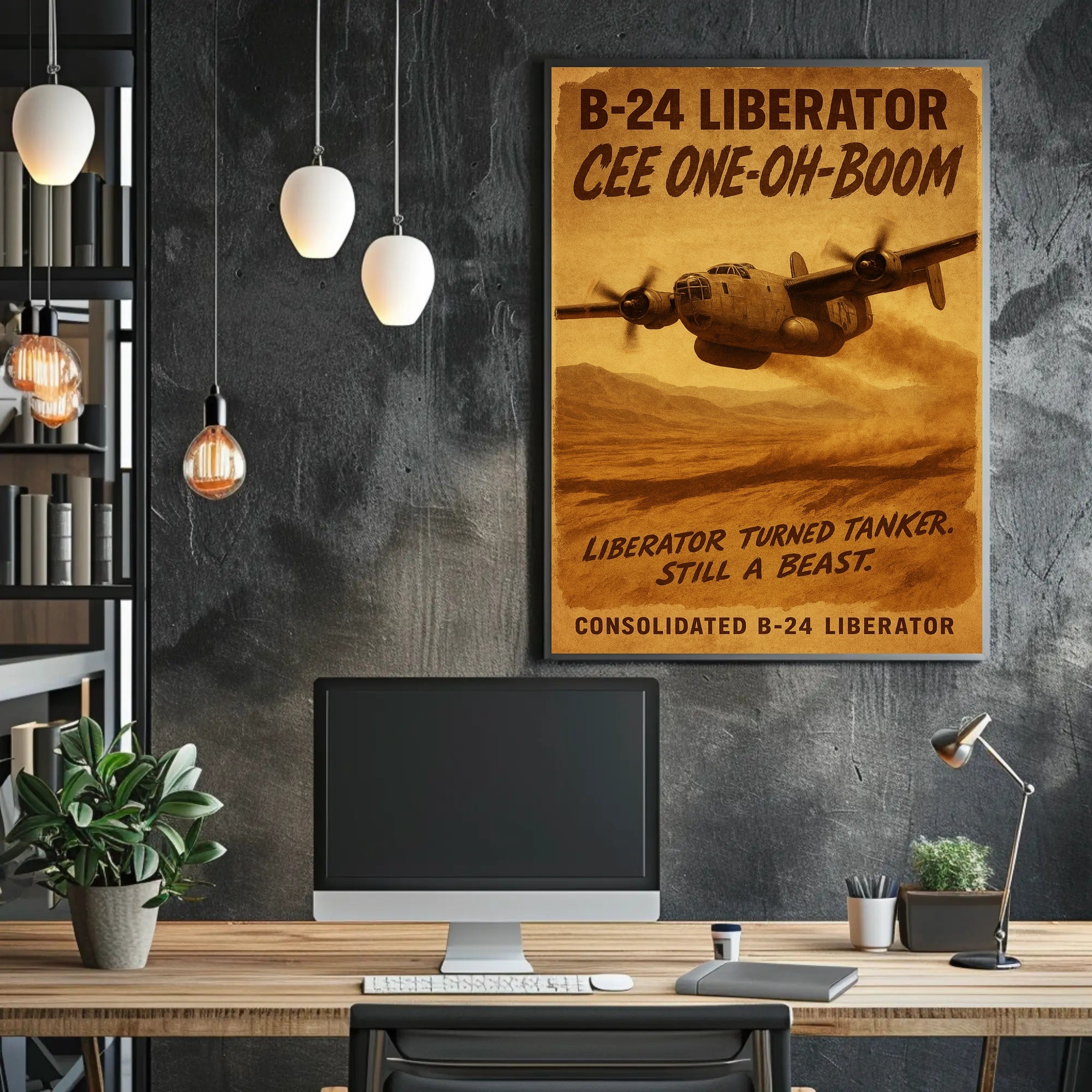 B-24 Liberator Vintage Art WWII Poster
