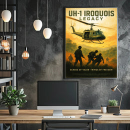 Huey Helicopter Vietnam War Historical Poster