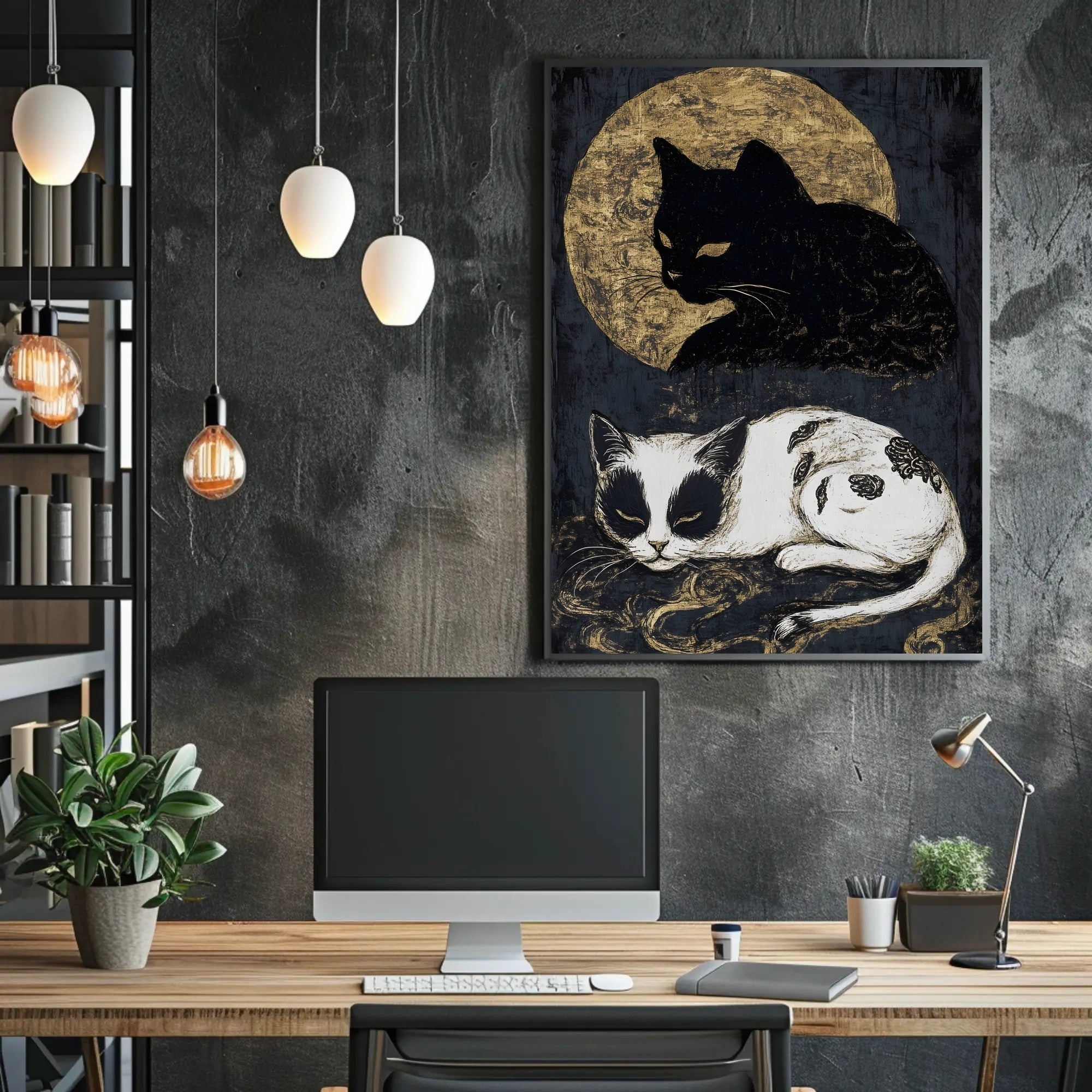 Mystical Cats Moonlight Fantasy or Mythology Poster PosterGoat