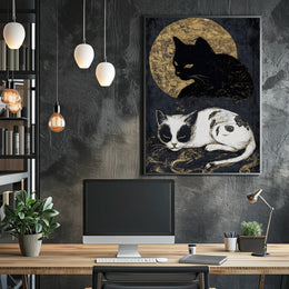 Mystical Cats Moonlight Fantasy or Mythology Poster PosterGoat