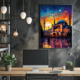 Historic Grandeur Istanbul Evening Lights Cultural or Heritage Poster