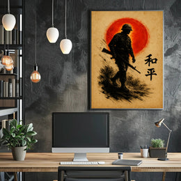 Silhouette Soldier Against Sun: Cultural or Heritage Poster