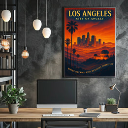 Los Angeles Dreams Retro Travel Poster Art