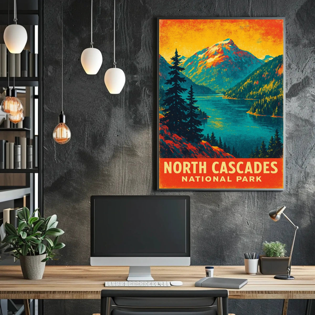 North Cascades Sunrise Adventure Vintage Poster