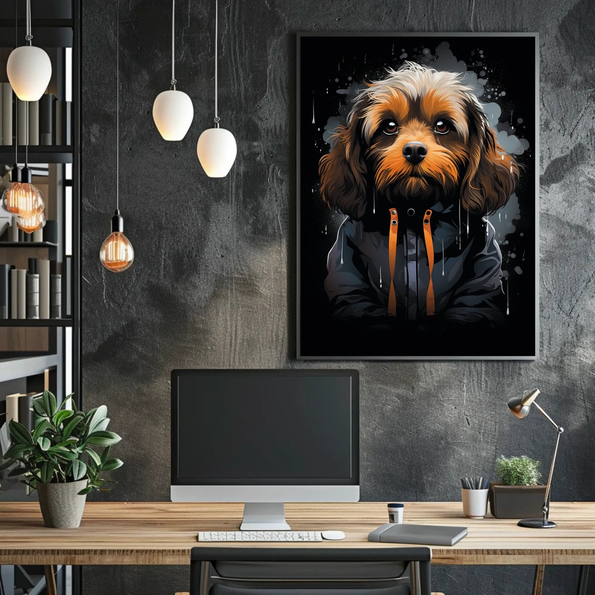 Stylized Dog Portrait: Urban Fashion Art Print