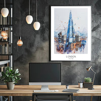The Shard Watercolor London Urban or Cityscape Poster PosterGoat
