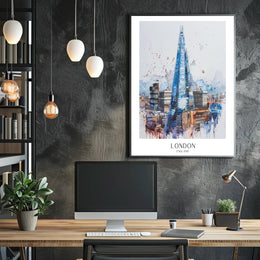 The Shard Watercolor London Urban or Cityscape Poster PosterGoat