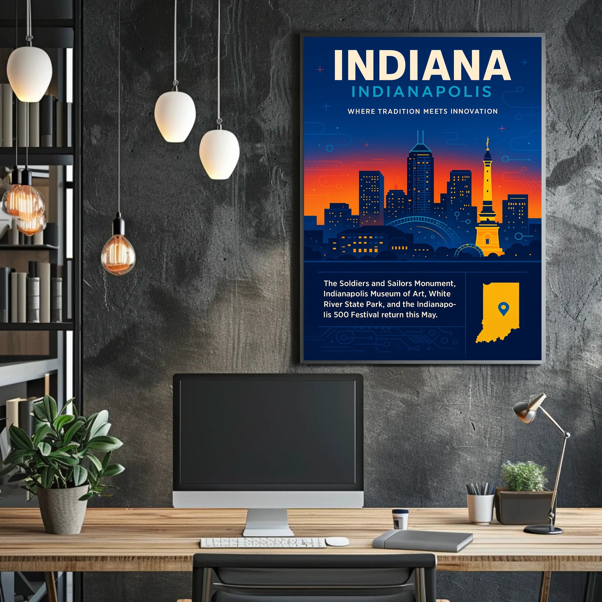 Indianapolis Skyline Travel Poster PosterGoat