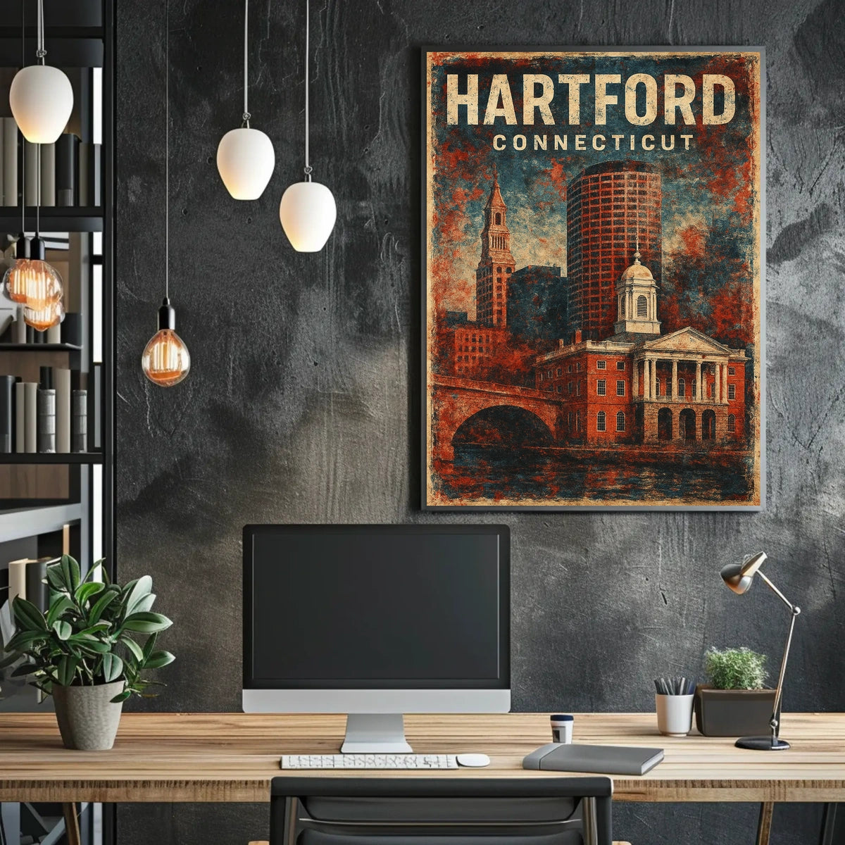 Hartford Cityscape Timeless Art Deco Poster