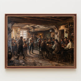 19th-Century European Tavern Scene Art Poster