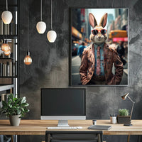 Stylish Rabbit In The City Poster