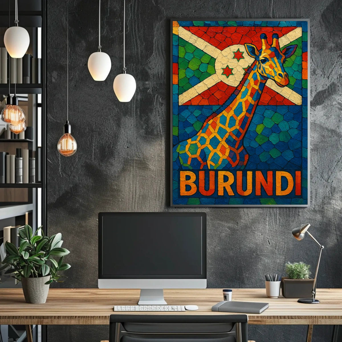 Burundi Giraffe Mosaic Poster