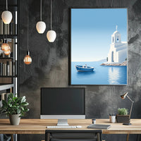 Mediterranean Escape Blue Coastal Scene Travel Poster