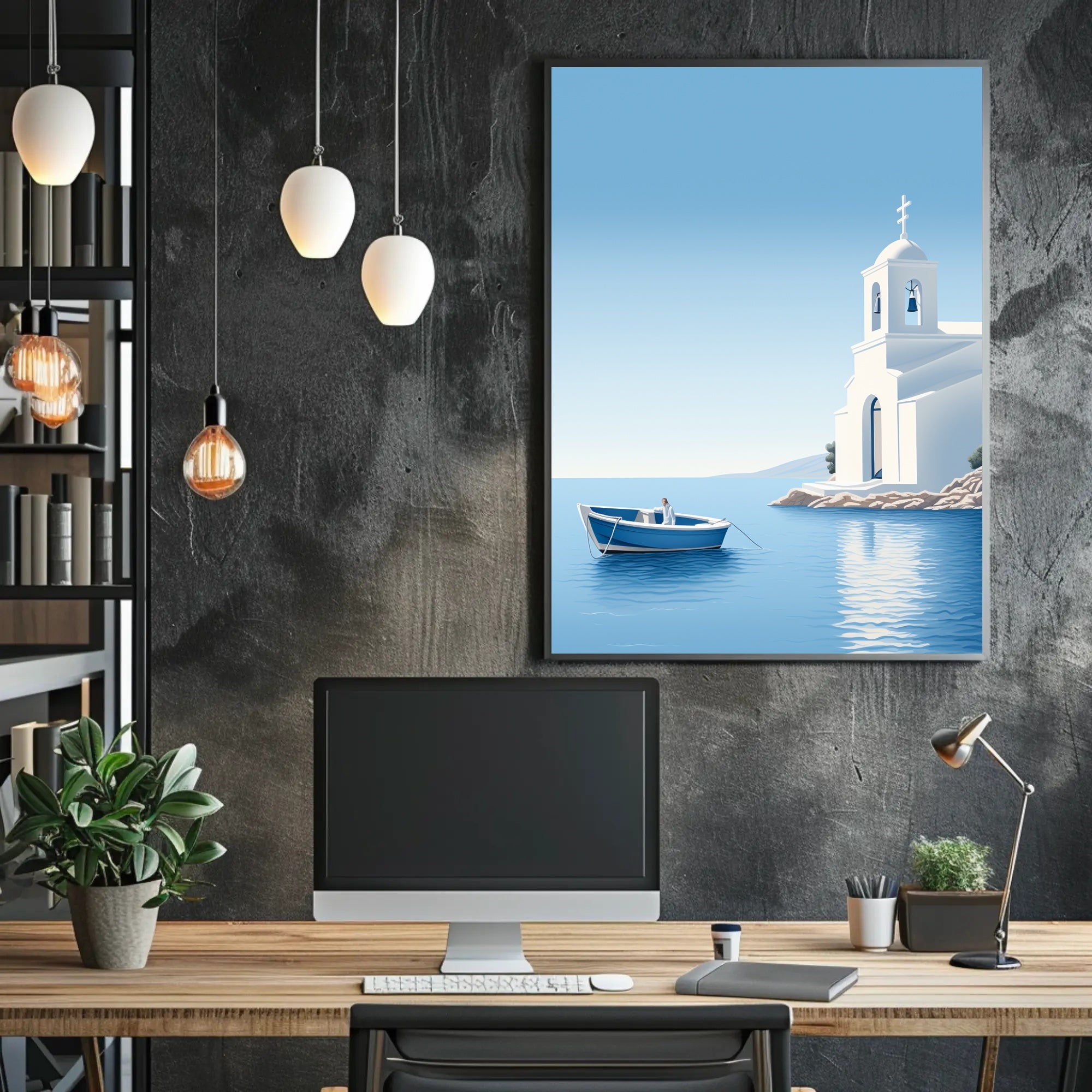 Mediterranean Escape Blue Coastal Scene Travel Poster