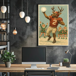 Reindeer Quarterback In Holiday Game Poster