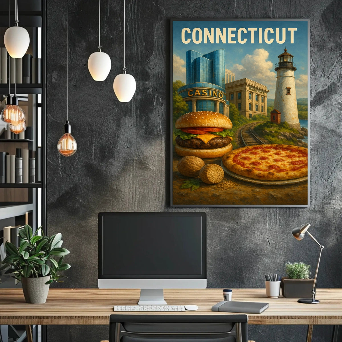 Connecticut Landmarks and Cuisine Poster