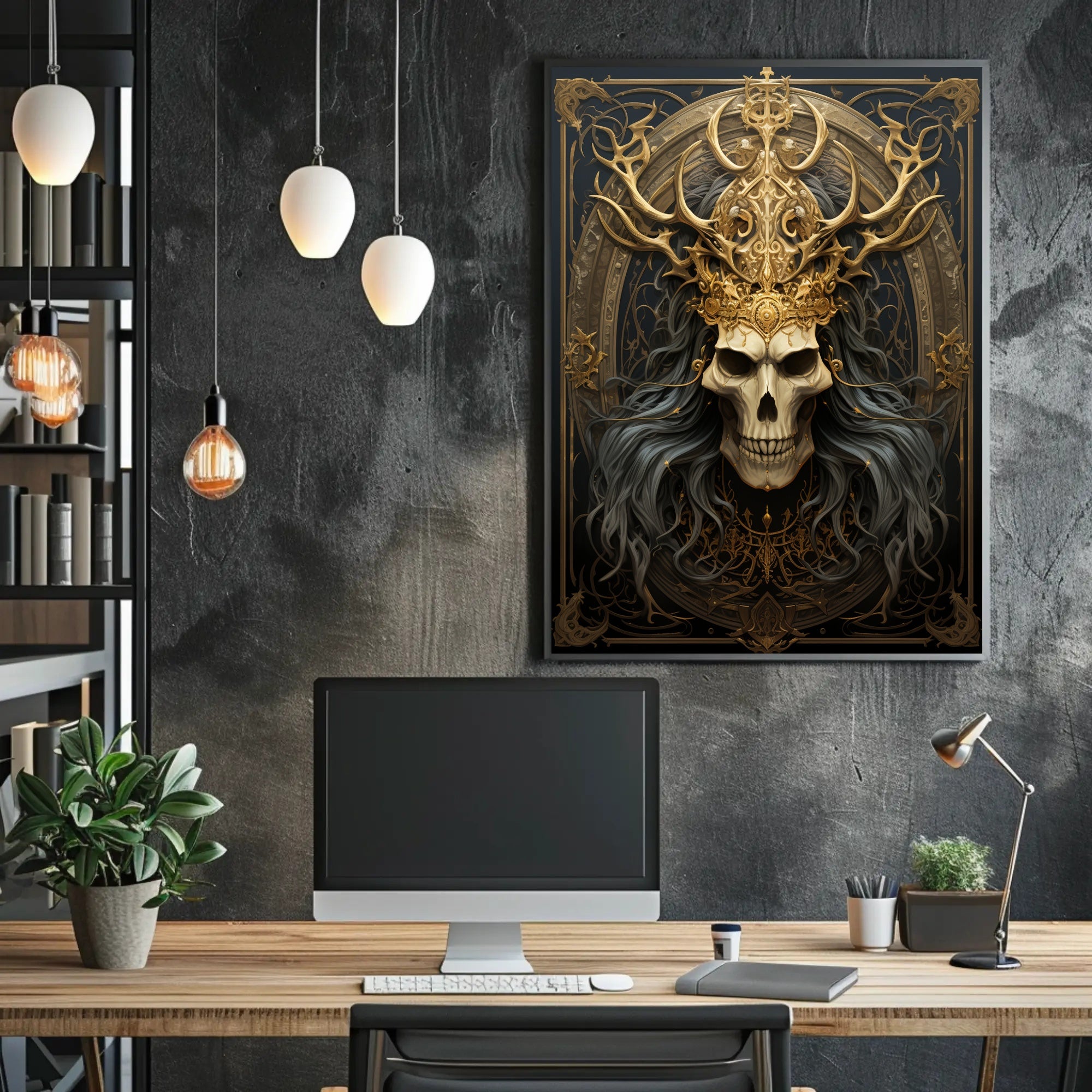 Ornate Skull Emblem Poster