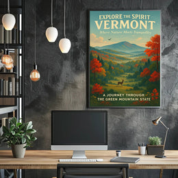 Vermont Travel Poster Vintage Scenic Wall Art