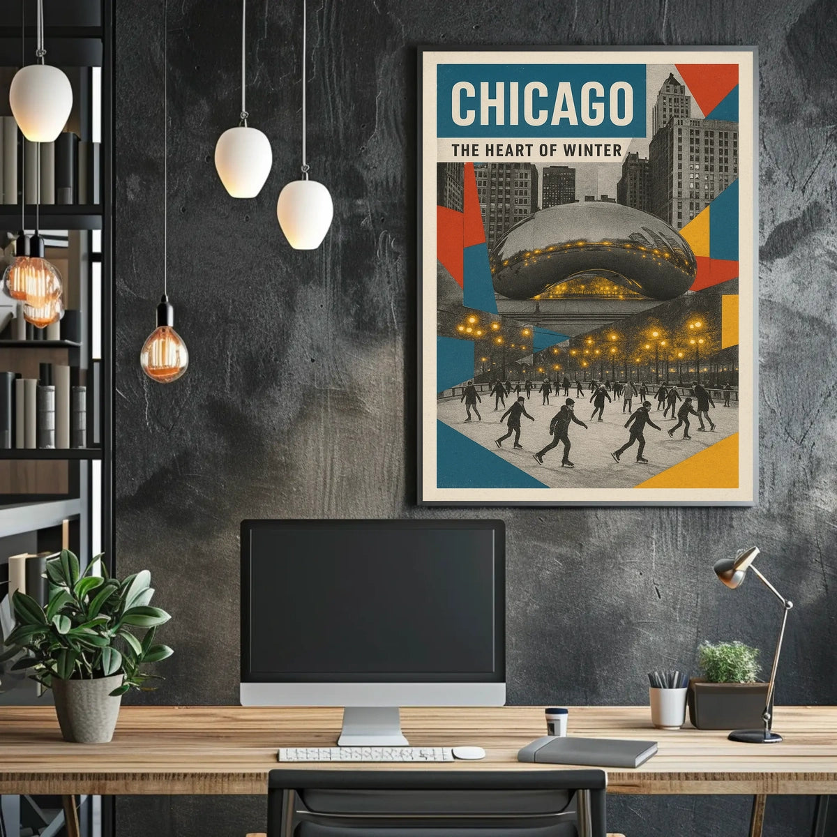 Scenes Of Chicago Heart Of Winter Cityscape Wall Poster