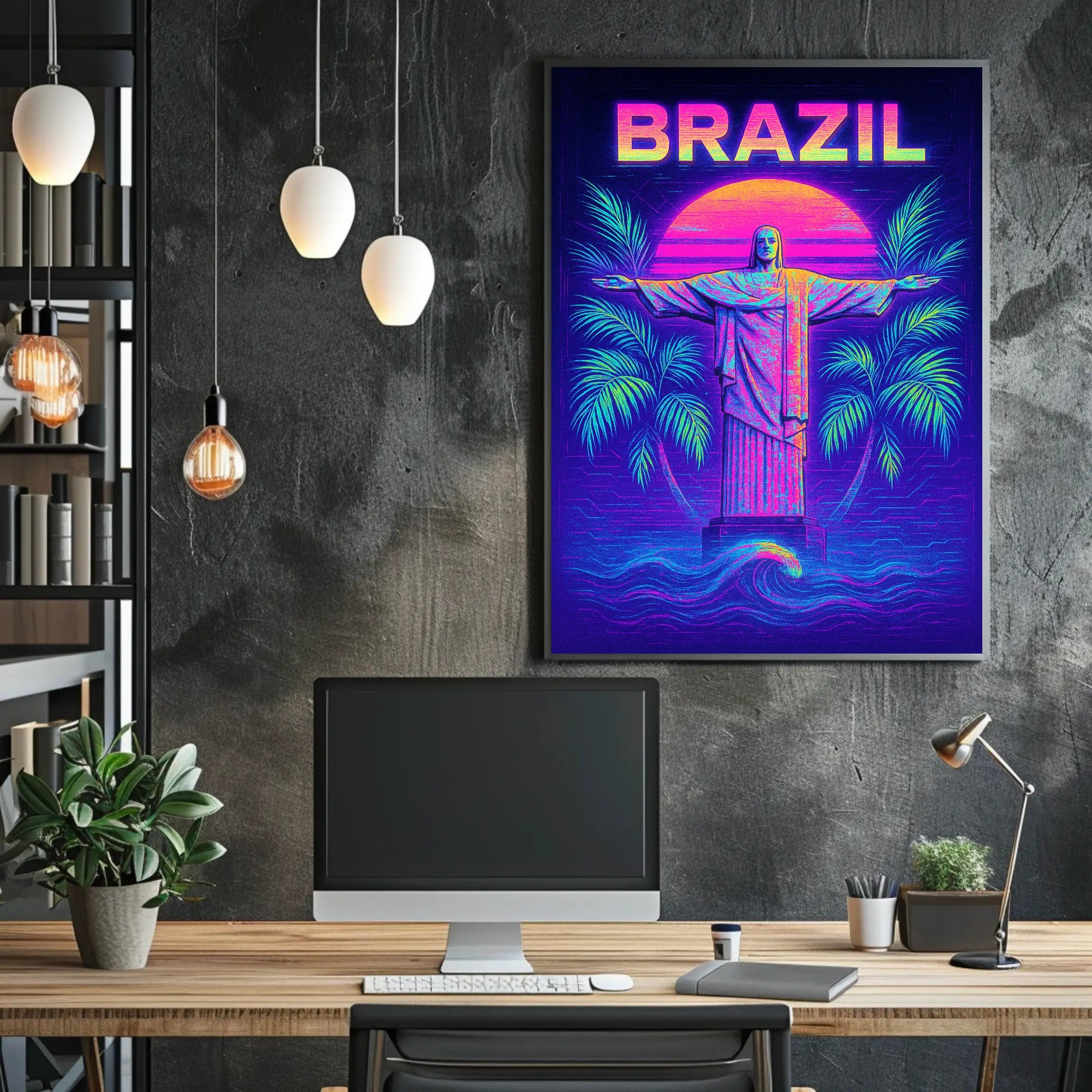 Brazil Neon Vibes Poster PosterGoat