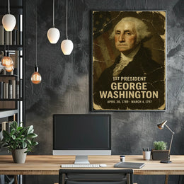 George Washington 1st President of the United States Damaged Photograph Poster