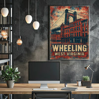 Wheeling Suspension Bridge Vintage Art Nostalgic Poster