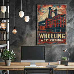 Wheeling Suspension Bridge Vintage Art Nostalgic Poster