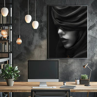 Elegant Veiled Portrait: Modern Artistic Poster PosterGoat
