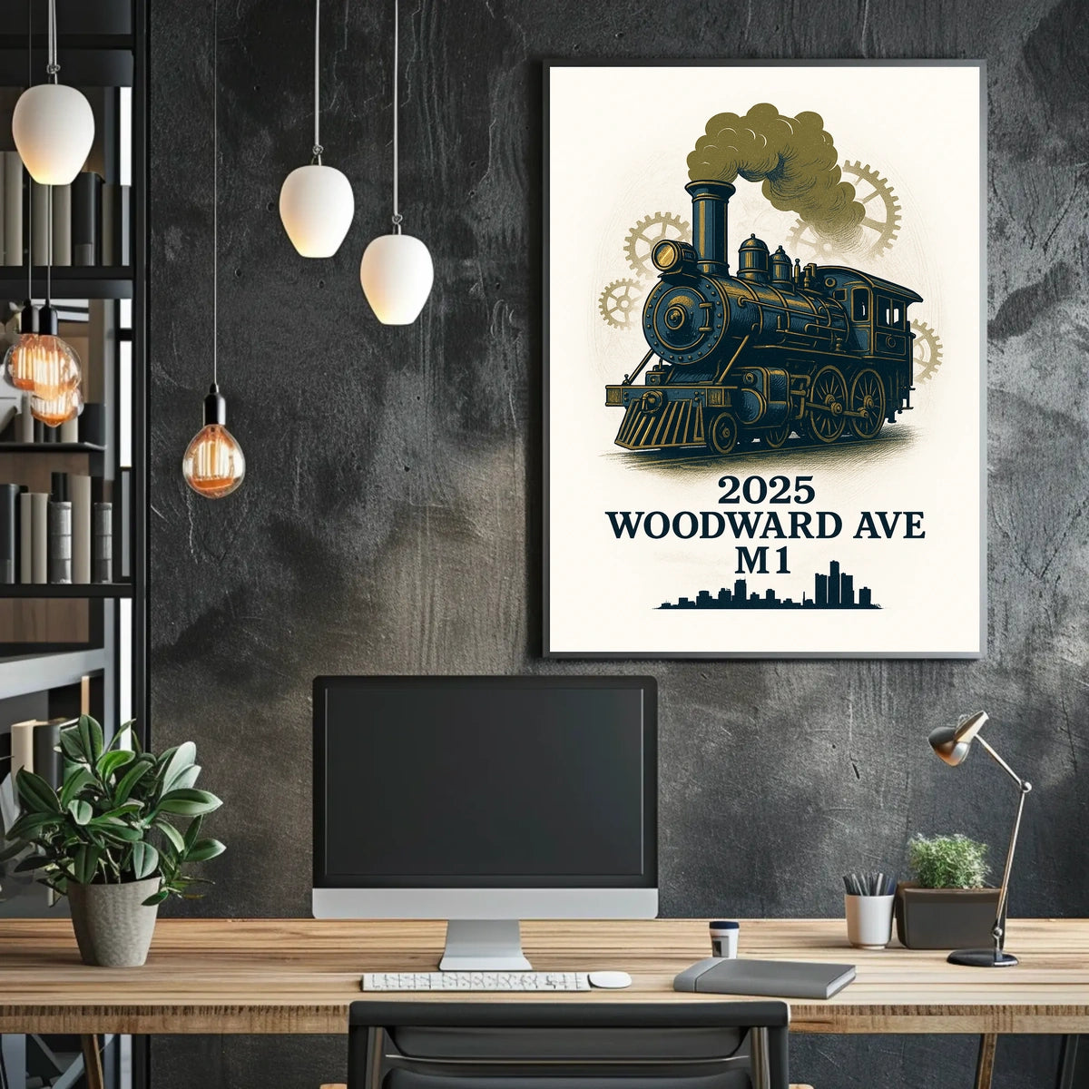 Woodward Ave Steam Engine Poster Poster