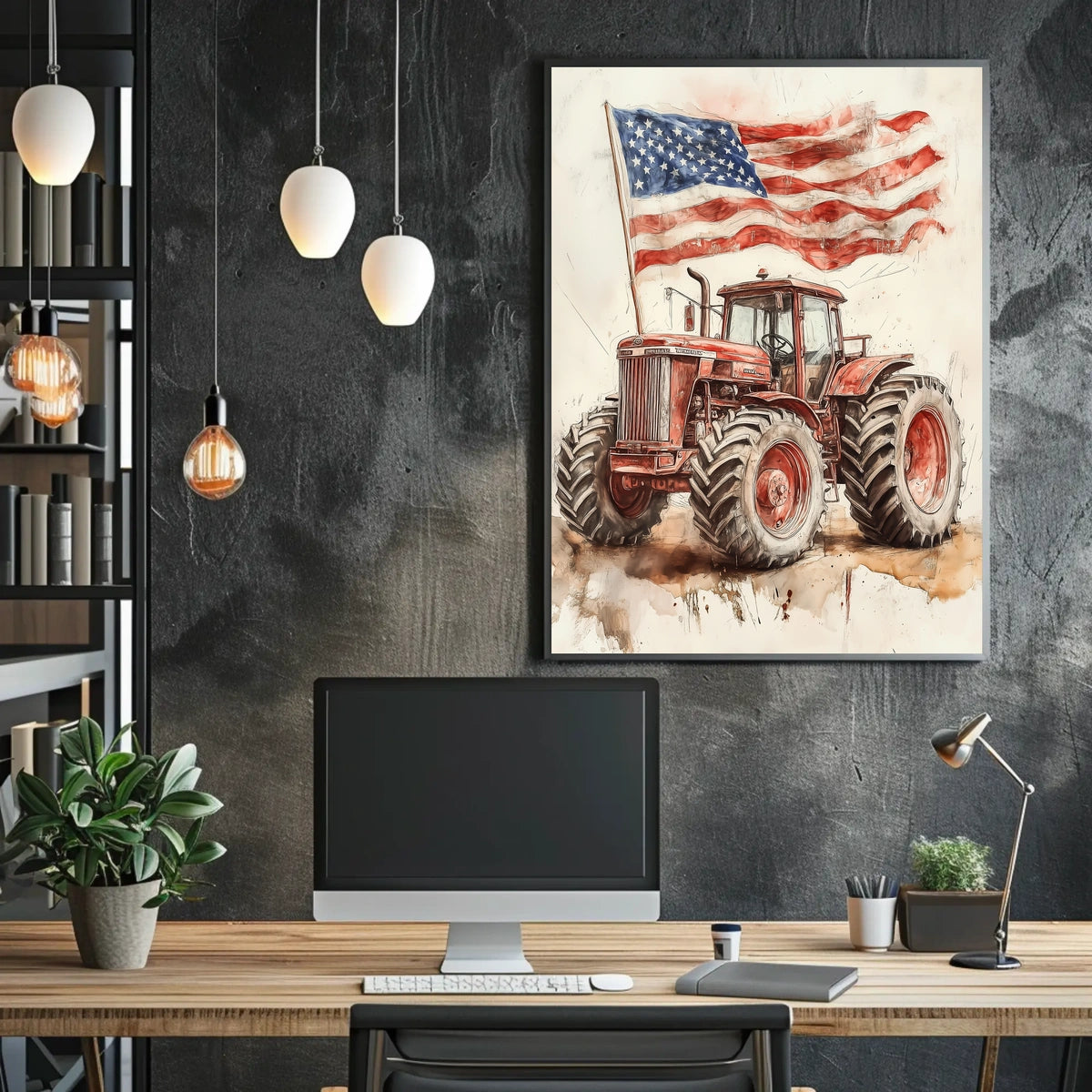old fashioned farm tractor Poster