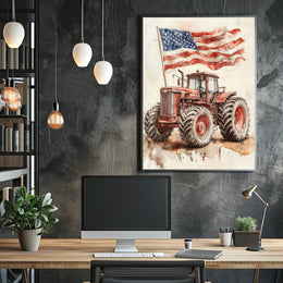 old fashioned farm tractor Poster