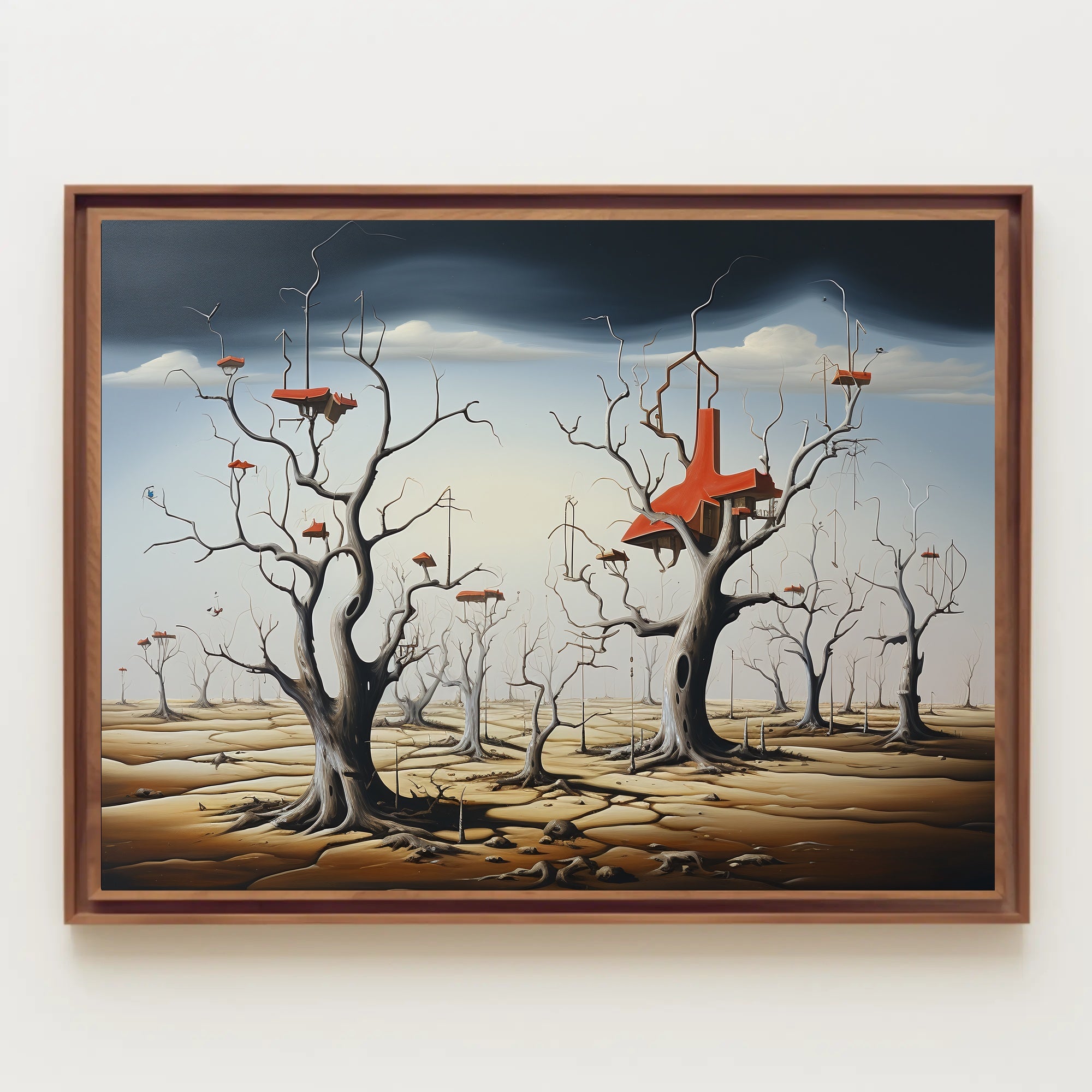 Surreal Trees and Structures: Futuristic Sci-Fi Poster
