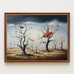 Surreal Trees and Structures: Futuristic Sci-Fi Poster