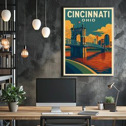 Cincinnati Cityscape Minimalist Wanderlust Poster
