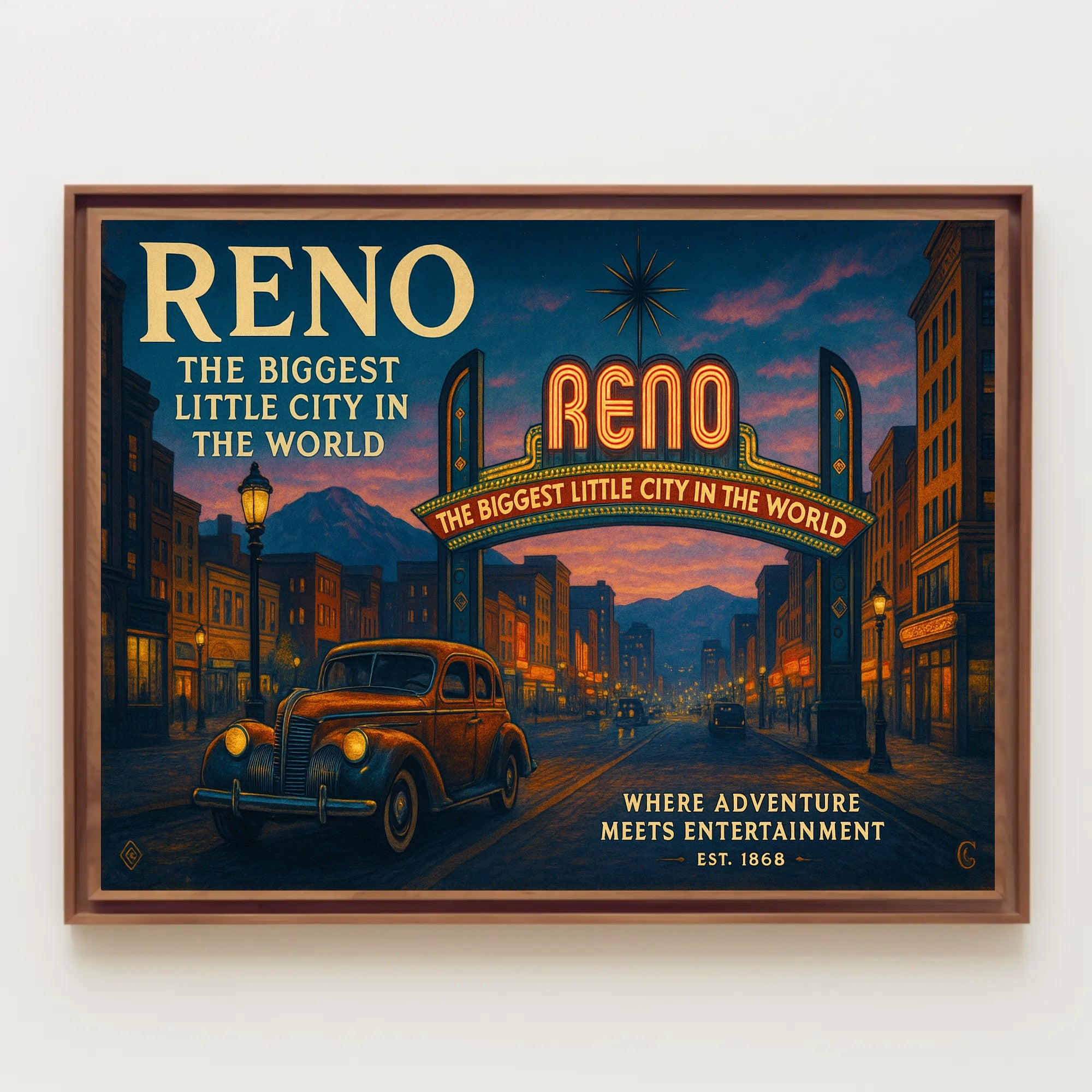 Reno Travel Poster The Biggest Little City Art