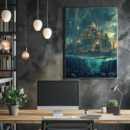 Lost Atlantis Cityscape: Surreal Fantasy Mythology Poster PosterGoat
