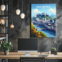 Salzburg's Iconic Cityscape Travel Poster
