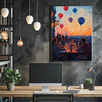 rooftop barbecue at sunset Poster