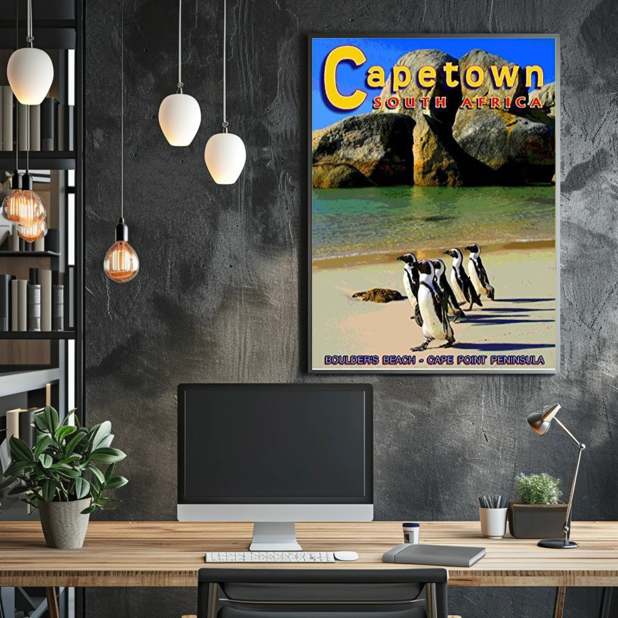 Boulder's Beach Penguins Travel Poster PosterGoat